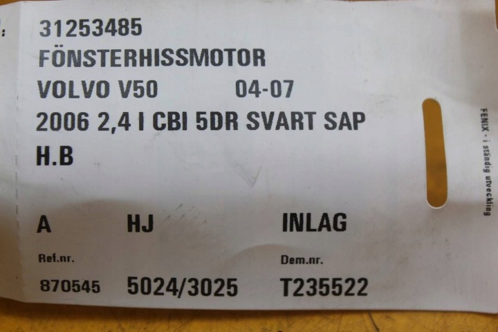 PETIT MOTEUR CONTRÔLEUR VITRES DROIT ARRIÈRE VOLVO V50 30724757 994584107 NR173