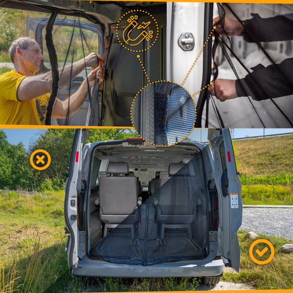 MOUSTIQUAIRE ARRIÈRE PORTES COUVERCLES DE COFFRE GRILLE SUR OWADY VERS VW CADDY 2003-2020