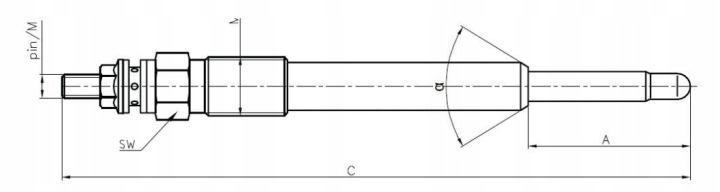 BOUGIE DE PRÉCHAUFFAGE OLOWKOWA 24V PERKINS 3619875, 4622235, T420142, T409126