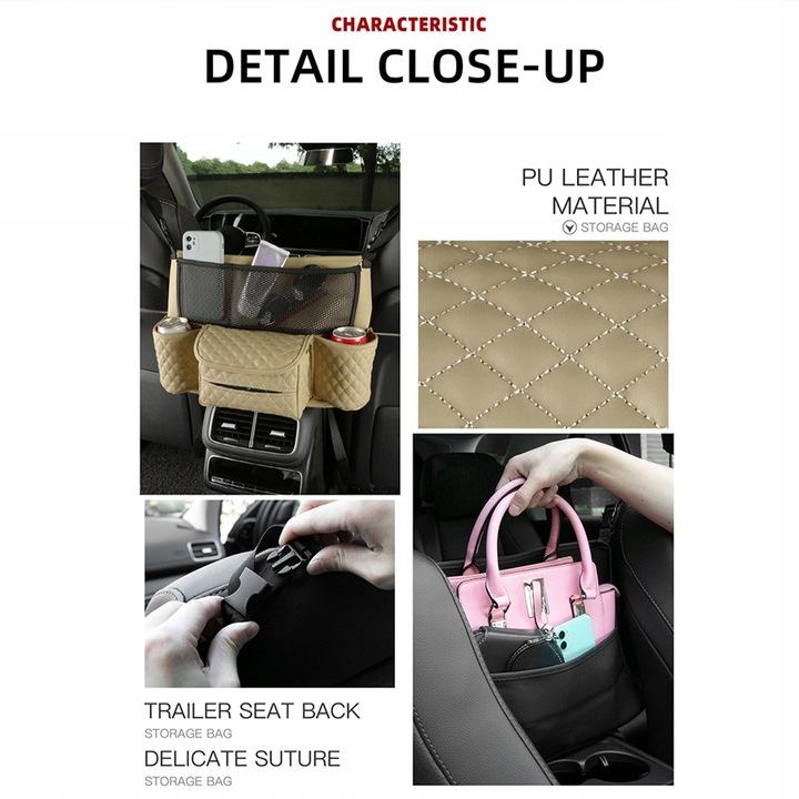 Car Seat Back Storage Bag Leather Handbag Holder