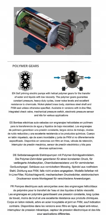 BOMBA MARCO UP2-P CON POLIMEROWYMI KOLAMI 10 L/MIN 1,5 BAR 24V WYPRODUKOWANA 