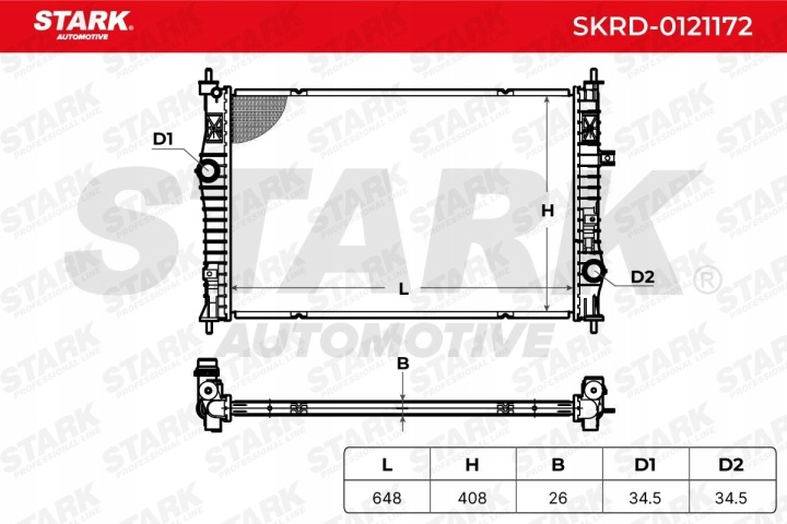 STARK SKRD-0121172 RADIATEUR SYSTÈME REFROIDISSEMENT MOTEUR VERS PEUGEOT 308 SW II