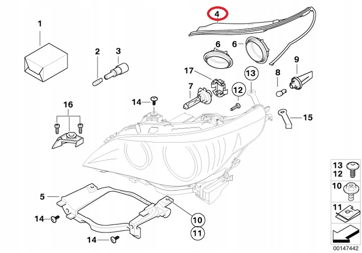 CON BMW E60 E61 IZQUIERDA FORRO FAROS FAROS 