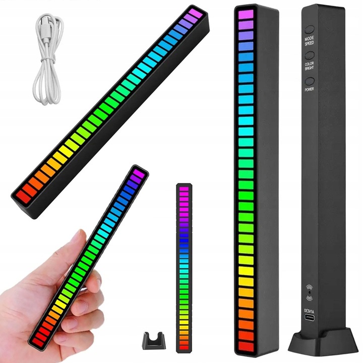 LEDY USB REAKCJA AL DZWIEK MULTIKOLOR NEON BRIDA RGB DIODO LUMINOSO LED MRUGA BATERÍA 