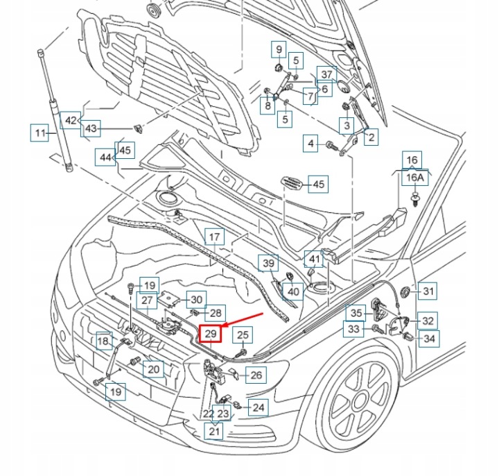 AUDI A3 8V CÂBLE BLOQUEURS COUVERCLES MOTEUR LHD 8V1823535B ORIGINALE
