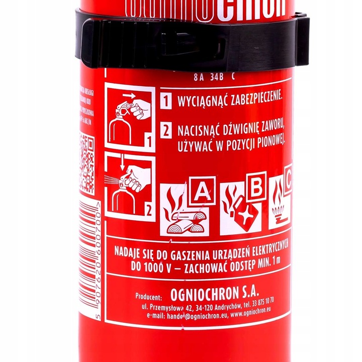 EXTINGUIDOR DE AUTOMÓVIL OGNIOCHRON GP-1X ABC MANOMETR SOPORTE 1KG 