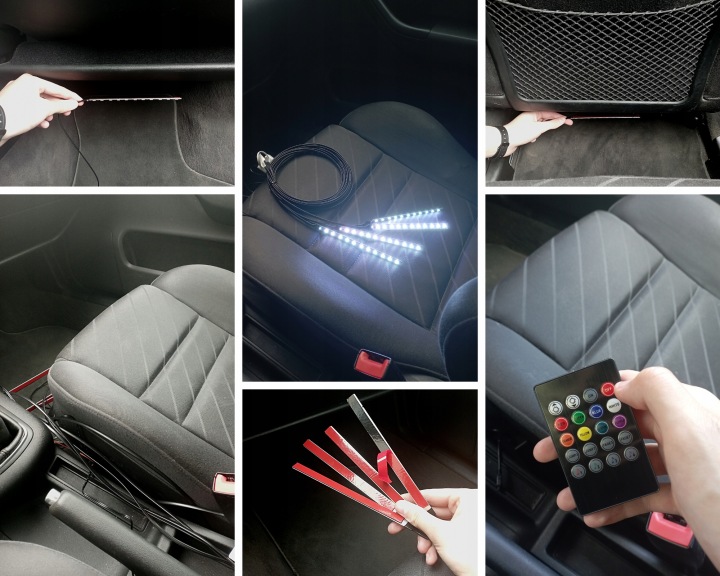 ÉCLAIRAGE INTÉRIEUR VOITURE RGB LED 4X12 LED MUSIC
