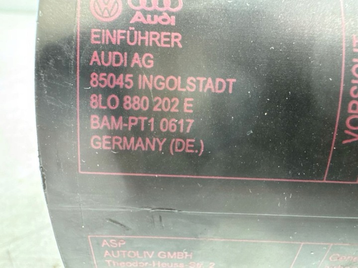 AUDI A3 S3 8L 2002 COUSSIN SÉCURITÉ PASSAGER