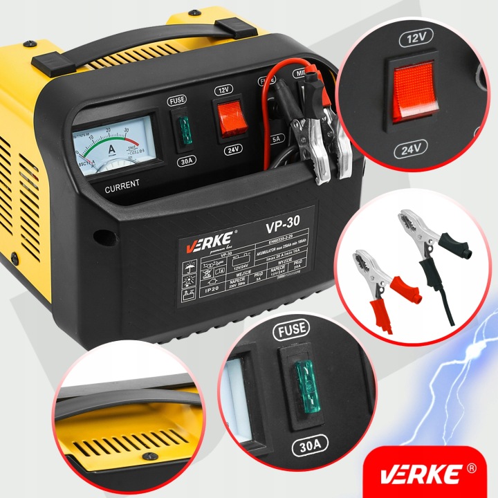 CHARGEUR AUTOMOBILE VERS AKUMULATOROW 12V 24V 20A CHARGEUR BATTERIE