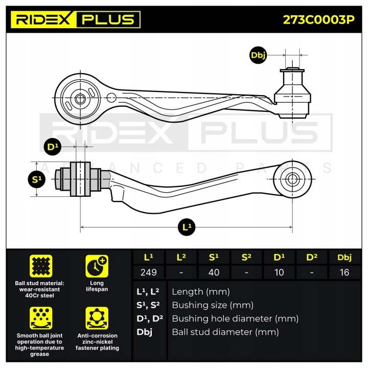 BRAS DE SUSPENSION SUSPENSIONS ROUES RIDEX PLUS 273C0003P AVANT LEWO VERS VW PASSAT (3B3)
