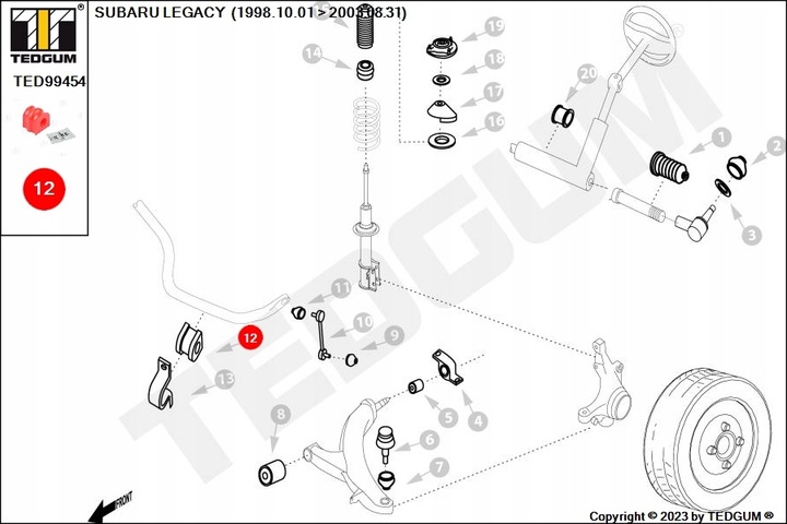 BLOQUE SILENCIOSO ESTABILIZADOR SUBARU FORESTER, LEGACY III, OUTBACK 10.98-05.08 