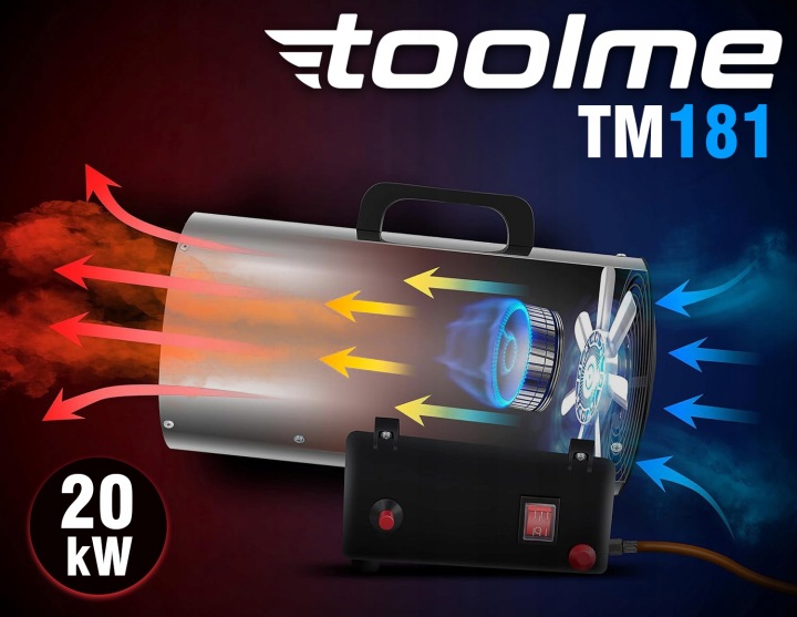 CHAUFFAGE GAZEUSE VENTILATEUR RADIATEUR POÊLE 20KW RÉDUCTEUR DE VITESSE TUYAU TOOLME TM181