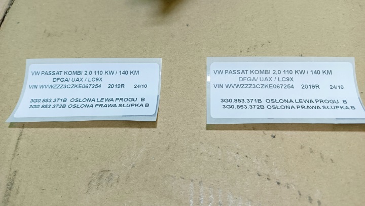 3G0853371B 3G0853372B BAGUETTES SEUIL INTERNE VW PASSAT B8 2.0 TDI UNIVERSEL