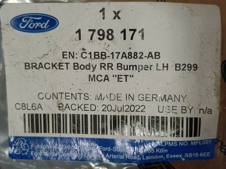 FORD FIESTA 08- GLISSIÈRE FIXATION PARE-CHOCS GAUCHE ARRIÈRE C1BB-17A882-AB