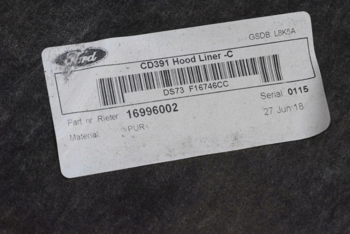 INSONORISATION SUPPORT CAPOTS DS73F16746CC FORD MONDEO MK5 2.0 TDCI 150 KM 14-