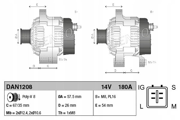 DENSO ALTERNADOR LEXUS LX TOYOTA LAND CRUISER 200 4.6 5.7 11.07- 