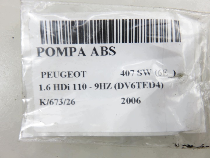 POMPE ABS PEUGEOT 407 S118676001K 9657462080 15732101