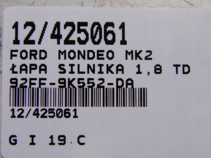 FORD MONDEO MK2 POIGNÉE MOTEUR 1,8TD 92FF9K552DA 92FF-9K552-DA