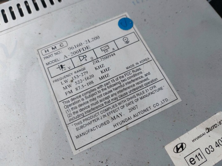 RADIO LECTEUR PANNEAU CONDUIT D'AIR CHÂSSIS HYUNDAI I30 I 96160-2L200