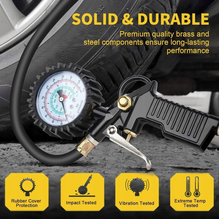 MESURE PRESSION PNEUS 220 PSI AVEC TUYAU POMPE UNIVERSELLE
