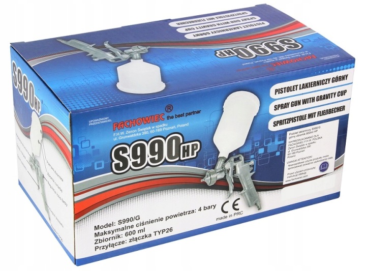 PISTOLET LAKIERNICZY S-990 HP BUSE 1,8 MM SUPÉRIEUR RÉSERVOIR 600 ML