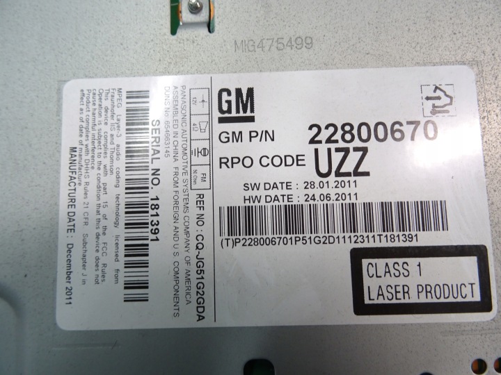 CHEVROLET ORLANDO PANNEAU RADIO MONITEUR LECTEUR DE CARTE CD ENSEMBLE