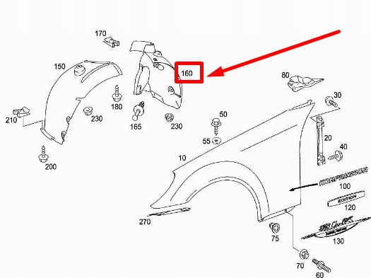 MERCEDES-BENZ SLK R171 REAR RIGHT INNER FENDER REAR PART A1716981830
