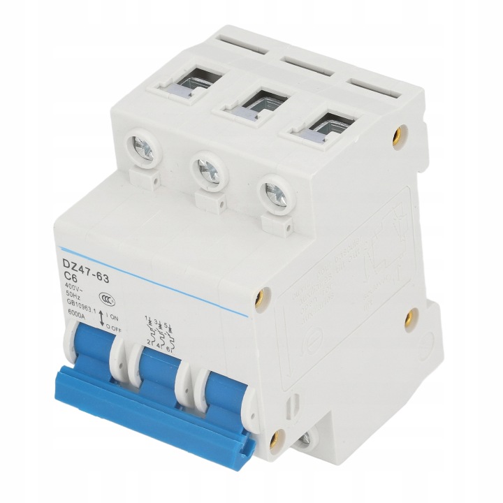3P BRKER PA66 DIN RAIL MOUNT MINIATUR CIRCUIT BRKER CAPACITÉ 6000A LL
