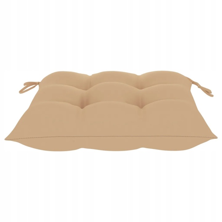 KRZESLA OGRODOWE AVEC BEZOWYMI COUSSINS 4 PCS BOIS TEKOWE