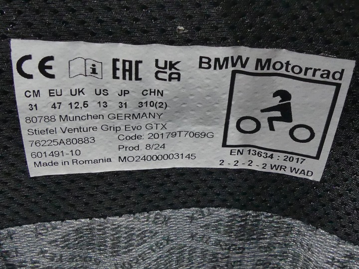BMW CHAUSSURES MOTOCYCLETTE STIEFEL VENTURE GRIP PRO GTX 5A80880 NOUVEAU