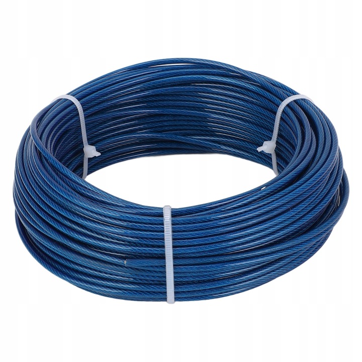 100FT BLEUE CÂBLE ACIER POWLEKANA TWORZYWEM SZTUCZNYM KIT 4U