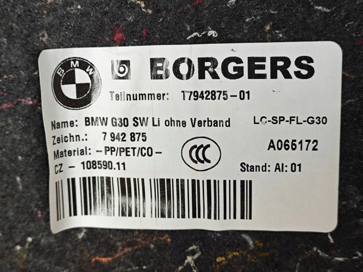 COLLECTEUR GARNITURE COUVERCLES DE COFFRE GAUCHE ARRIÈRE BMW 5 G30 LCI 7942875 38KM