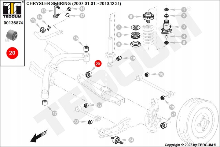 BLOQUE SILENCIOSO PALANCA CHRYSLER T. SEBRING 07- LE- DERECHO 