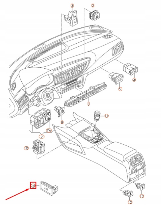 AUDI A6 C7 COMMUTATEUR OUVERTURE ARRIÈRE COUVERCLES DE COFFRE 4G0959831B5PR ORIGINAL