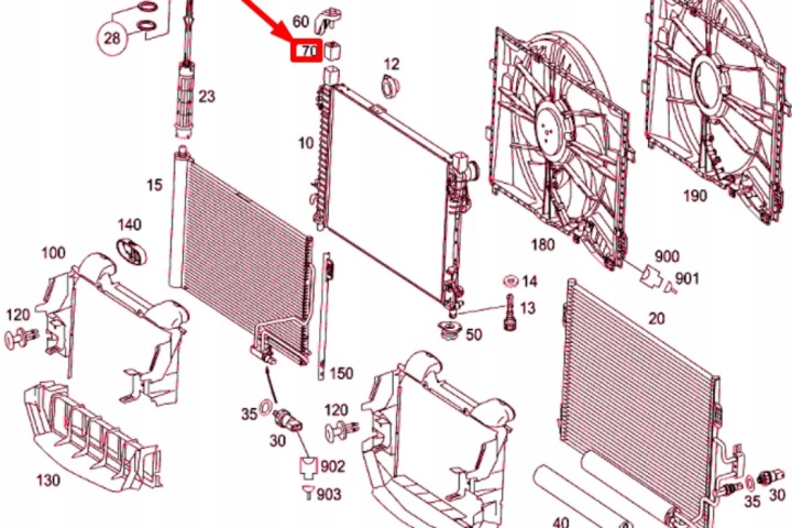 MERCEDES-BENZ SLK R171 CAOUTCHOUC MANCHON SUPPORTS RADIATEUR NEUF ORIGINALE A