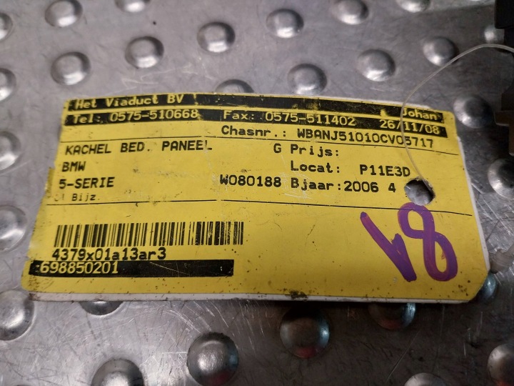 PANNEAU COMMANDE CONDUIT D'AIR CLIMATISATION ORDINAIRE BASIS 6988502 BMW 5 E60 E61