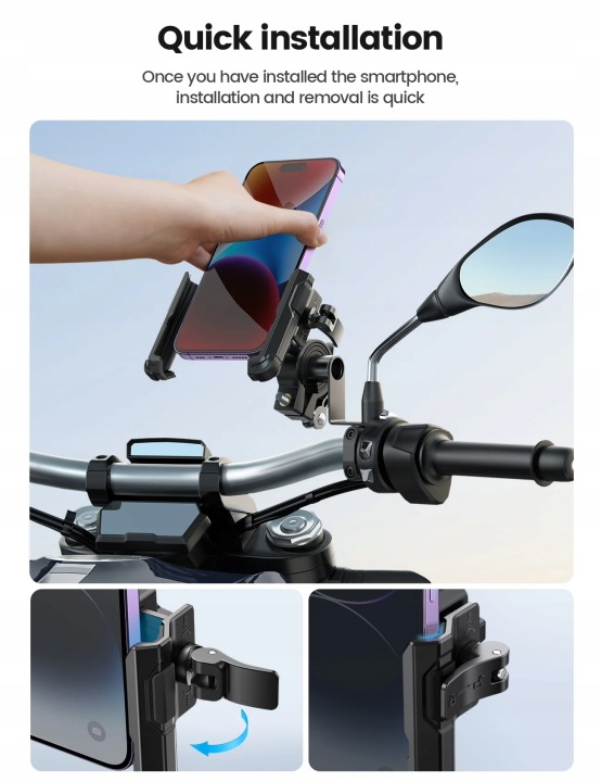 LAMICALL BP10 POIGNÉE SUR TÉLÉPHONE SUR RÉTROVISEUR COMPATIBLE AVEC CAMÉRA