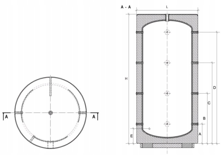 VERTICAL BUFOR RÉSERVOIR AKUMULACYJNY BUFOROWY EAU KOTLOWEJ GRZEWCZEJ 750L