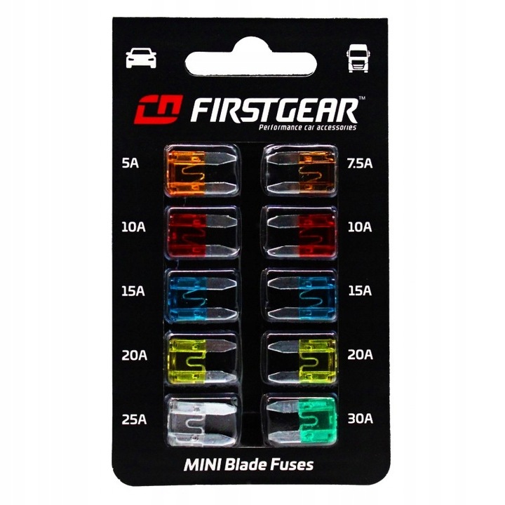 FUSES AUTOMOTIVE FLAT MINI 5A-30A 10SZT. SET 