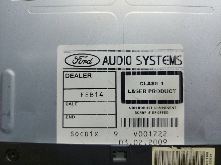 RADIO AUTORADIO FORD FOCUS MK2 LIFT 7M5T18C939CE CODE