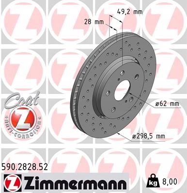 DISCOS ZIMMERMANN SPORT PARTE DELANTERA - TOYOTA CH-R 298,5M 