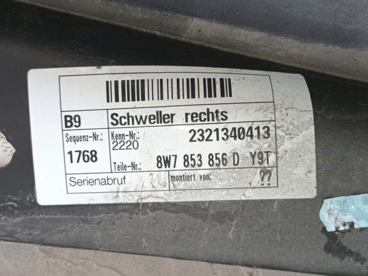 MOULURE SEUIL DROITE AUDI A5 II 8W SEUIL DROIT S-LINE