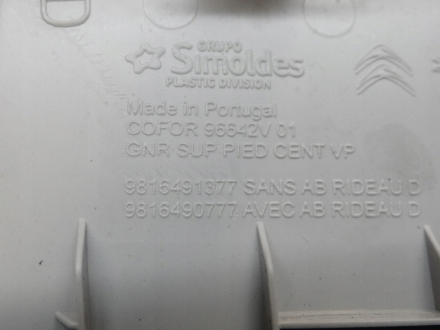 PEUGEOT RIFTER DROITE SUPÉRIEURE PROTECTION MONTANTS CENTRAL 9816491377