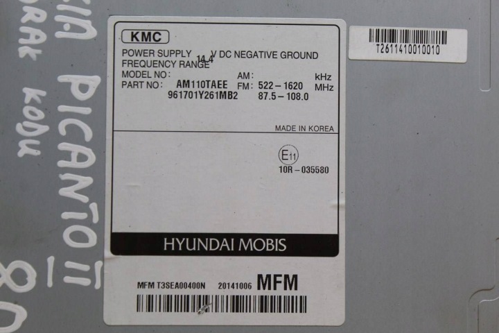 RADIO AUTORADIO KIA PICANTO II 961701Y261MB2 NR803