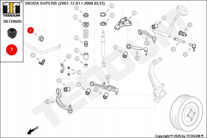 CAOUTCHOUC STABILISATEUR AVANT INTERNE AUDI SKODA VW PASSAT PASSAT