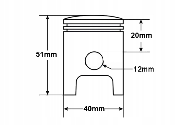 PISTON KEEWAY CPI ZIPP 50 40MM 2T GOUPILLE 12MM