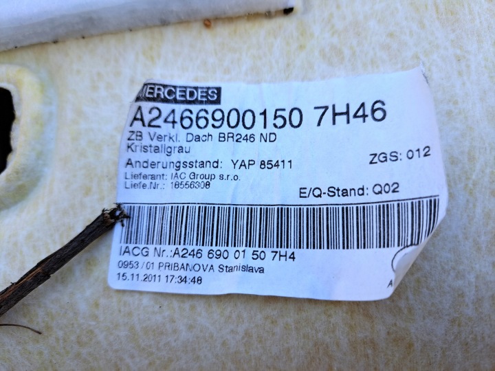 MERCEDES B- CLASSE W246 PAVILLON A2466900150