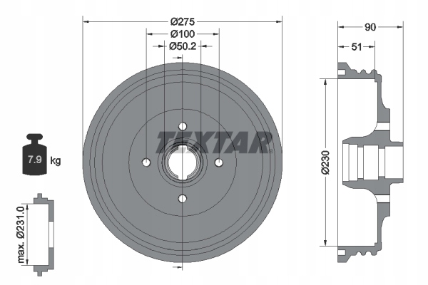 BEBEN DE FRENADO VW T. CADDY 94- 00 230X51 