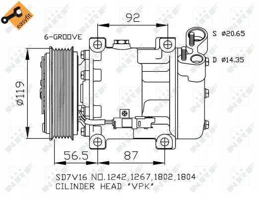 COMPRESOR DE ACONDICIONADOR PEUGEOT C5 SD7V16 