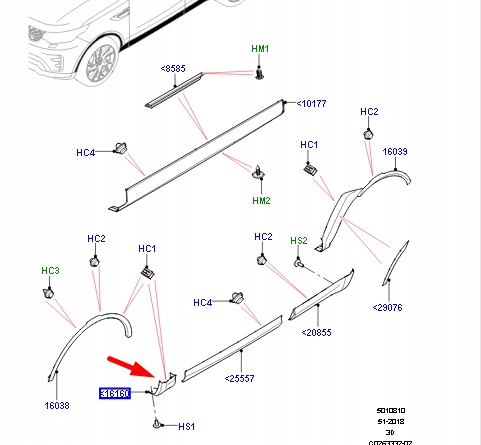 LAND ROVER DISCOVERY V L462 MOULURE PASSAGE DE ROUE GAUCHE AVANT LR082947ORYGINALNA